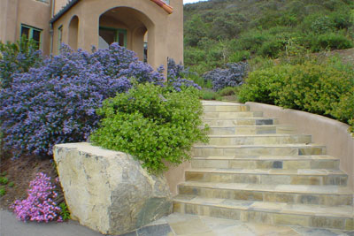 Curving stone staircase